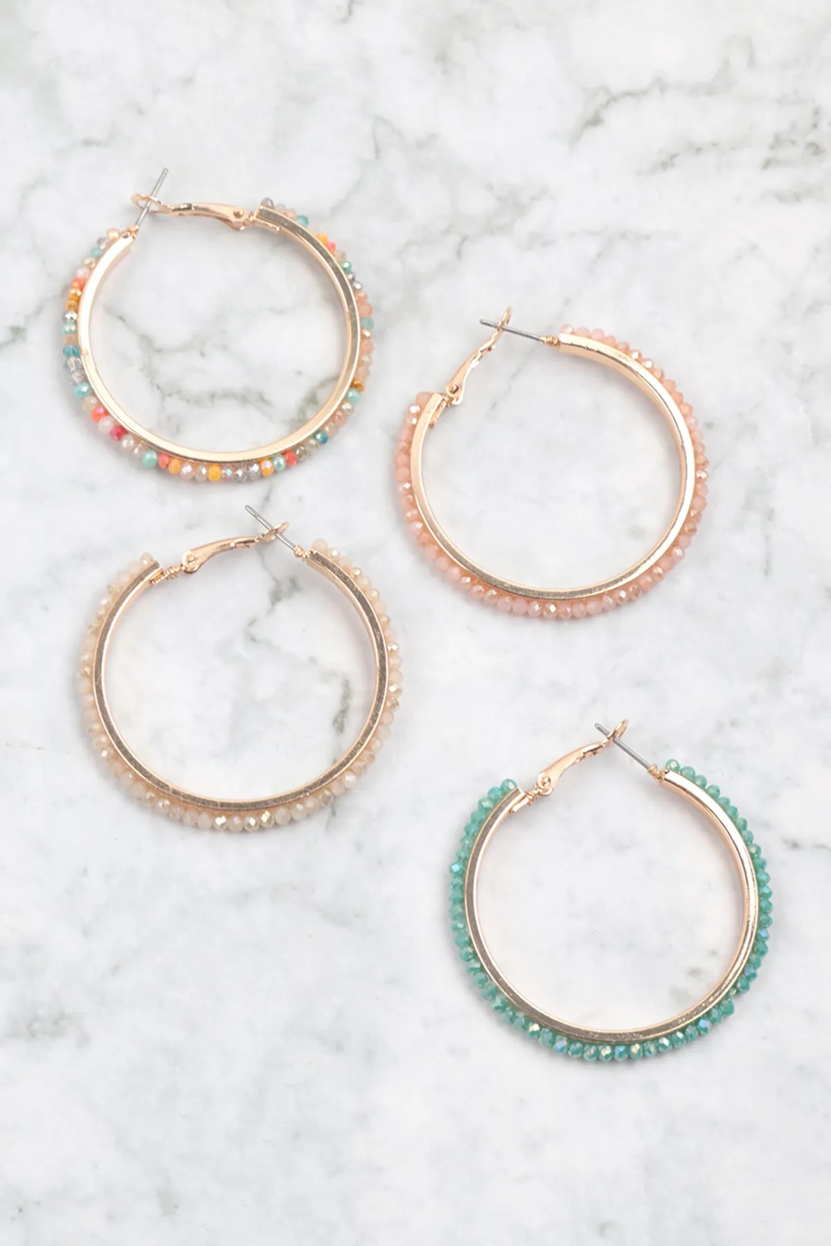 BOHO PAVE RHINESTONE HOOP EARRINGS