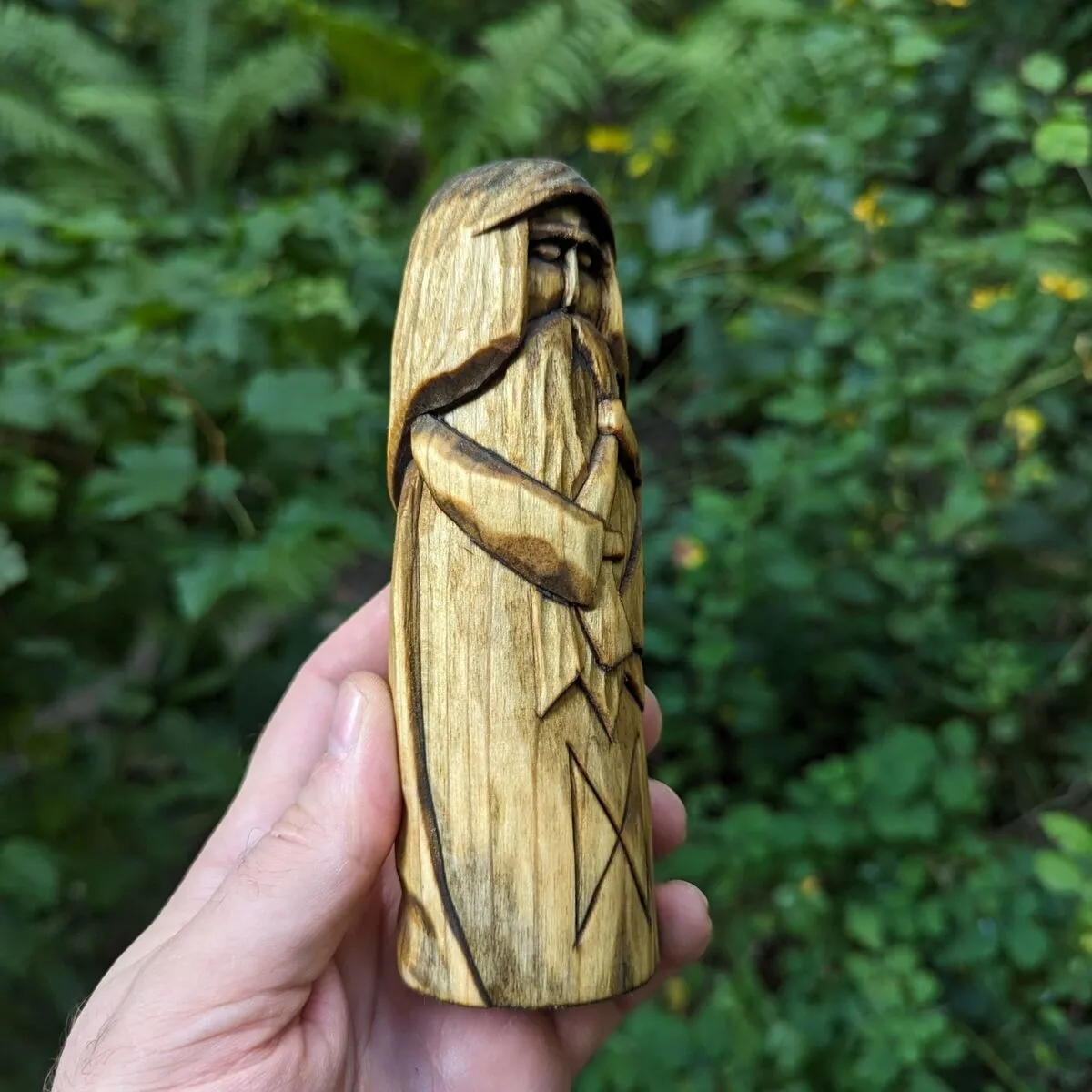 Bragi God wooden figurine