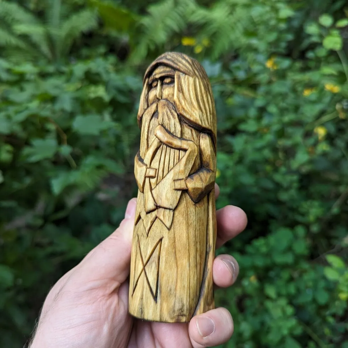 Bragi God wooden figurine