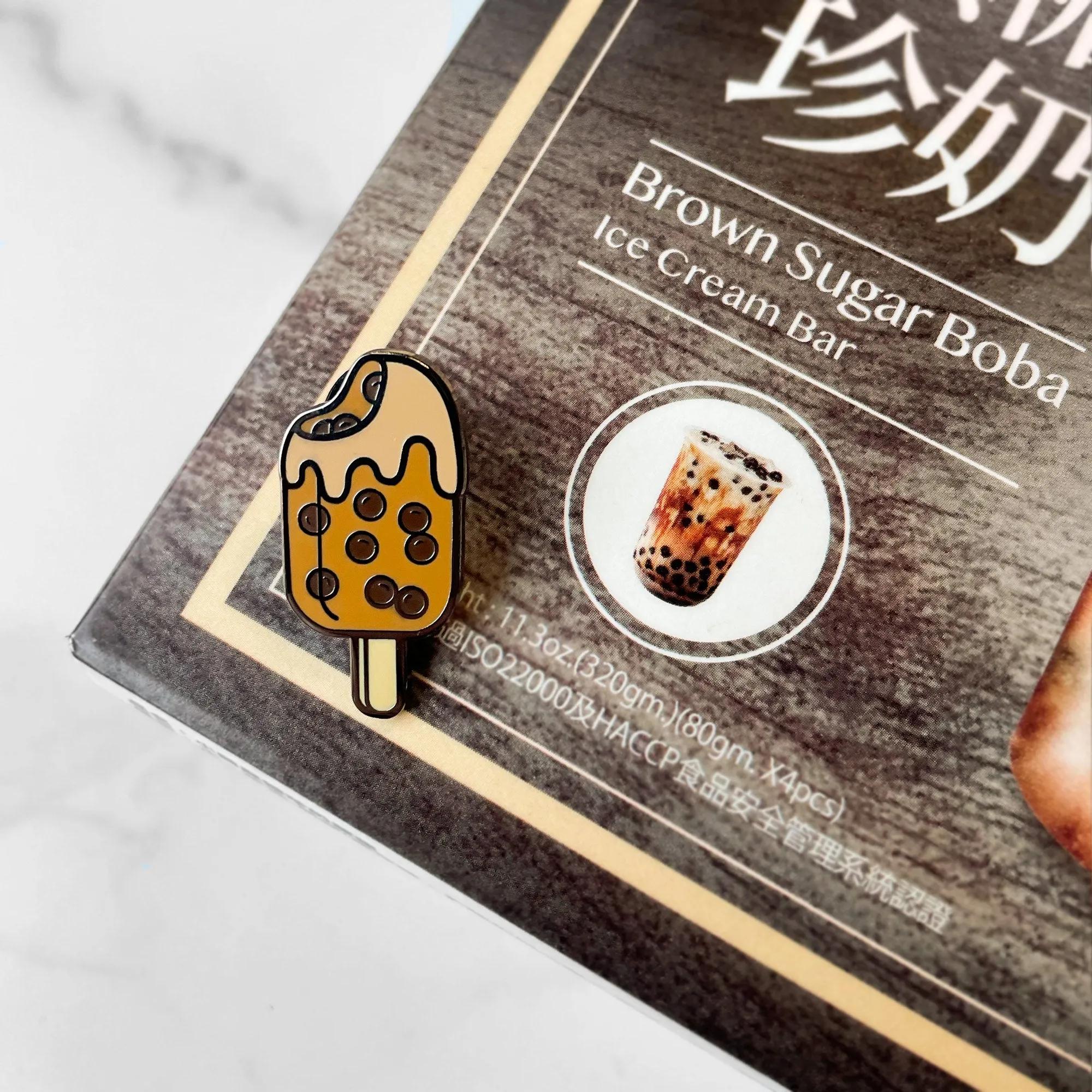 Brown Sugar Boba Ice Cream Bar Popsicle Lapel Enamel Pin