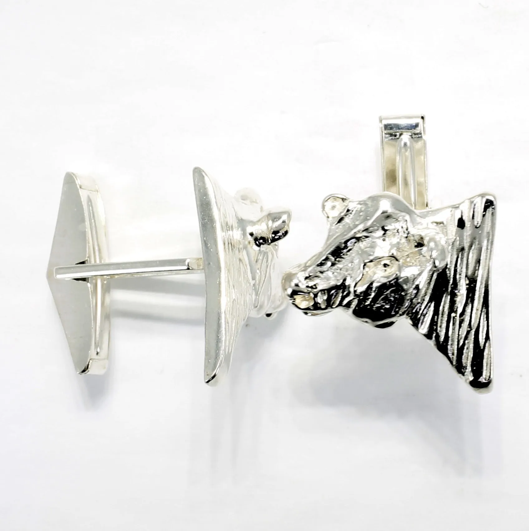 Bull Cuff Links for him with 925 Sterling Silver Heads of Angus Bulls