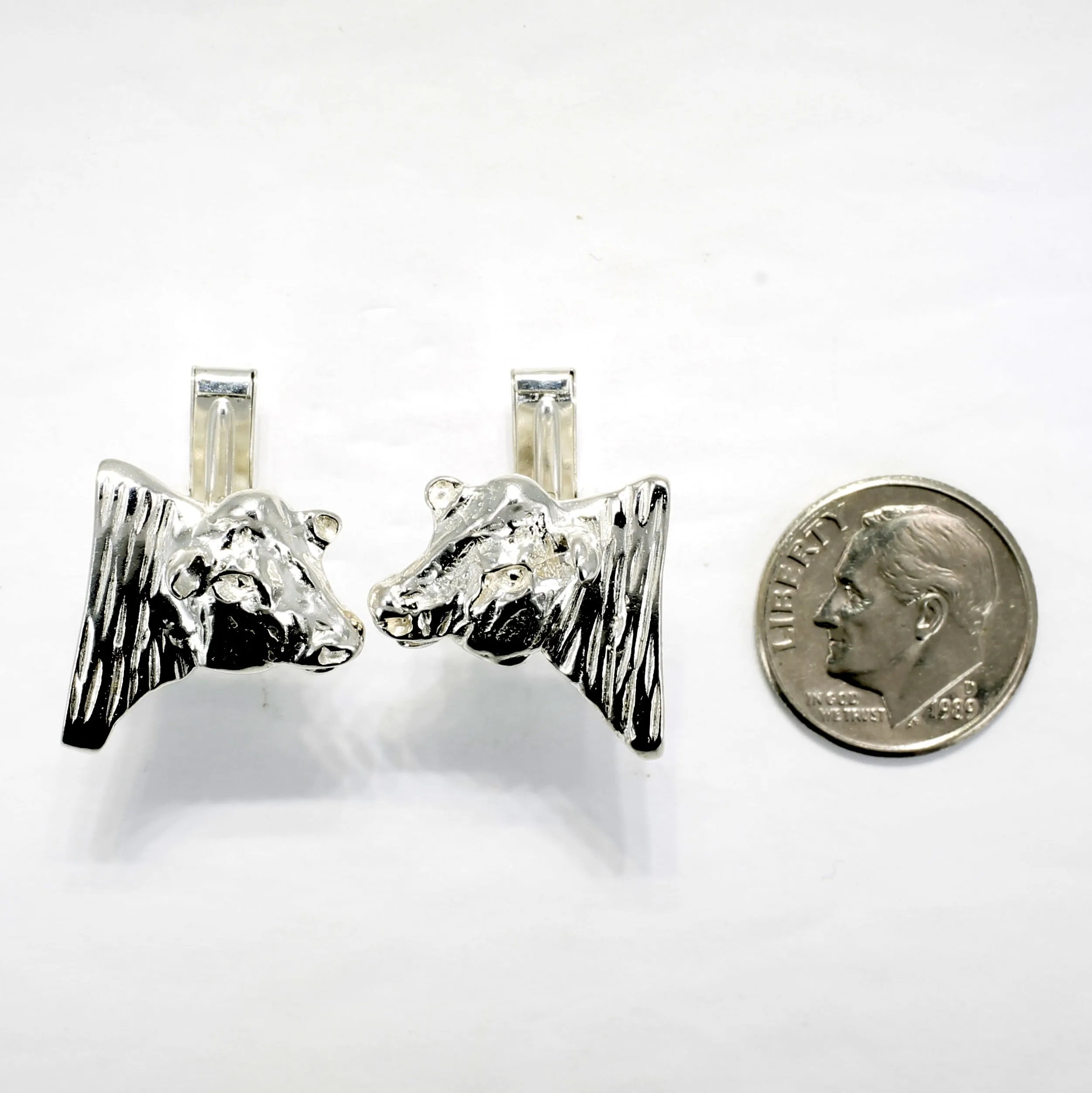 Bull Cuff Links for him with 925 Sterling Silver Heads of Angus Bulls