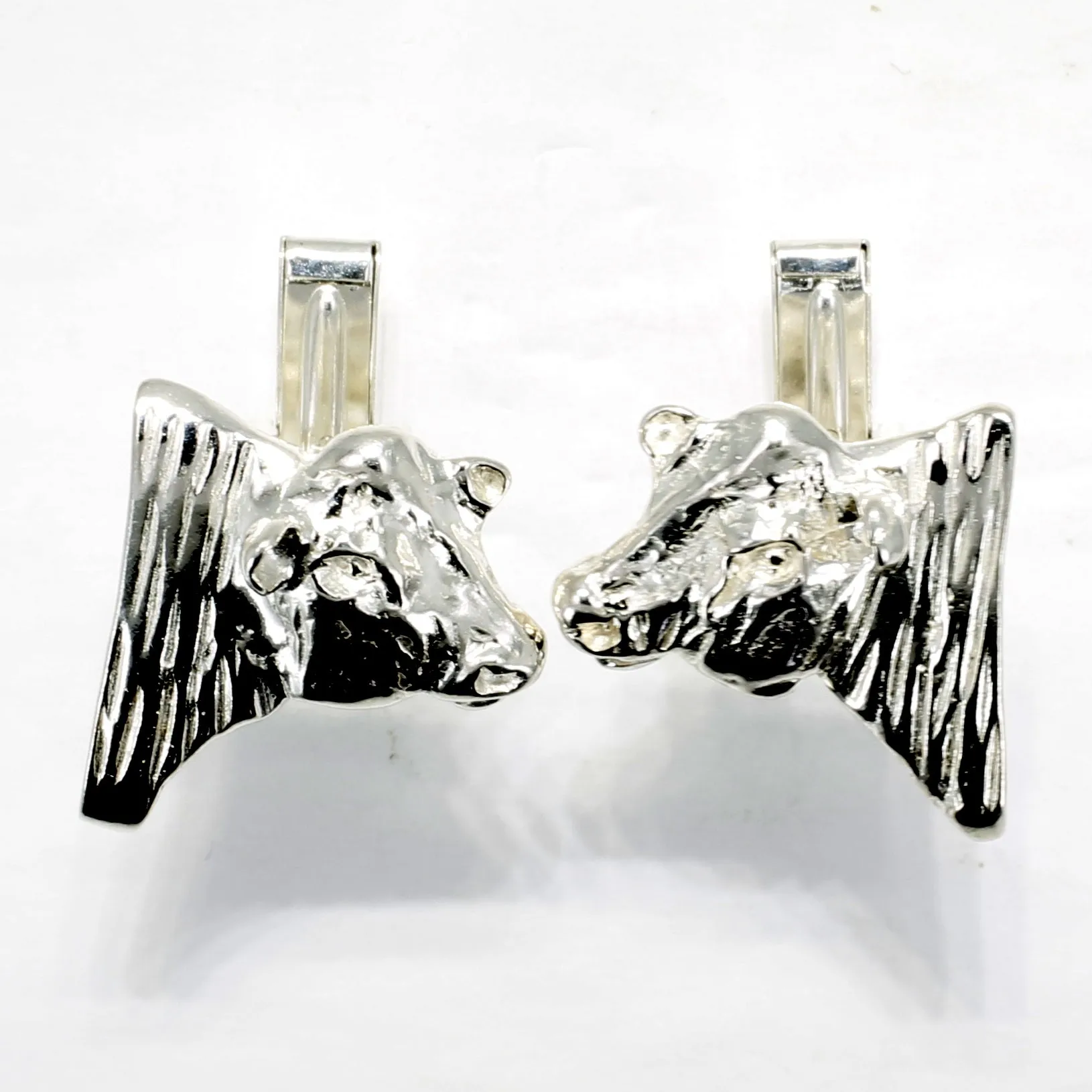 Bull Cuff Links for him with 925 Sterling Silver Heads of Angus Bulls