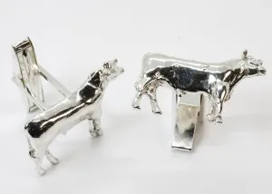 Bull Cuff Links for him with 925 Sterling Silver Prize Angus Bulls