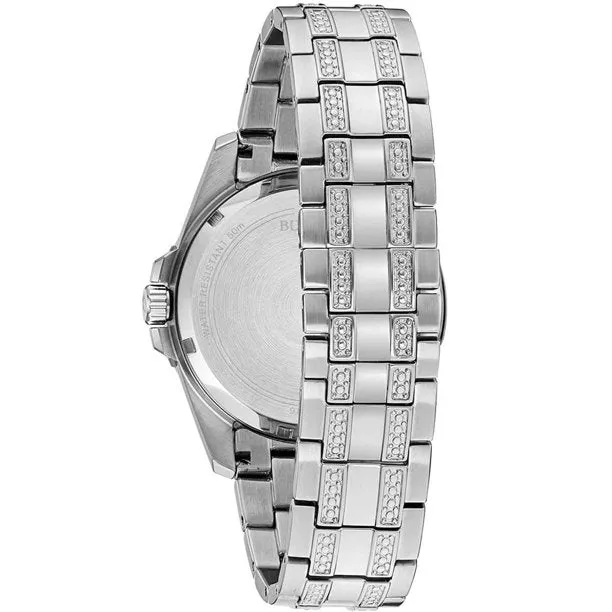 Bulova Men's Crystal Stainless Steel Watch and ID Bracelet Gift Set 96K105