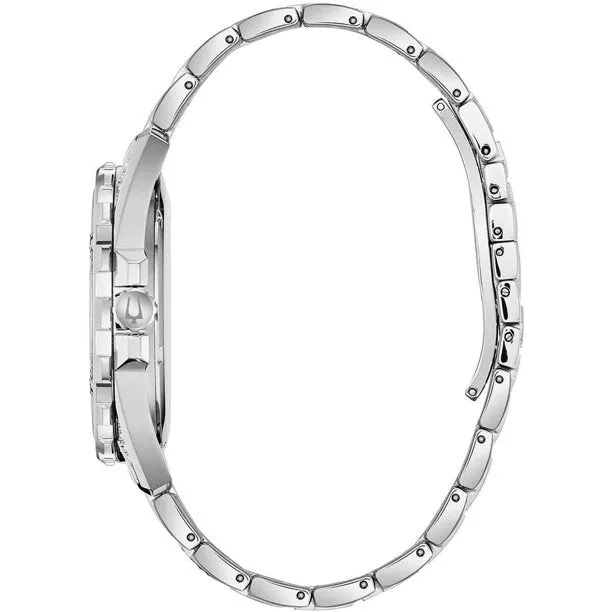 Bulova Men's Crystal Stainless Steel Watch and ID Bracelet Gift Set 96K105