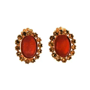 Burnt Orange and Amber Citrine Rhinestone Earrings