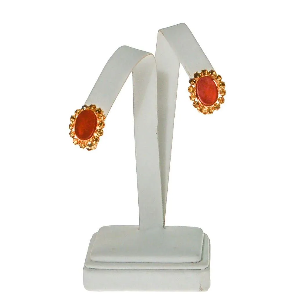 Burnt Orange and Amber Citrine Rhinestone Earrings