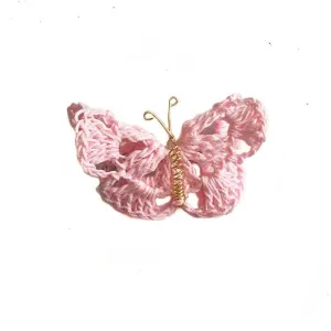 Butterfly Hair Pin Pink Crochet