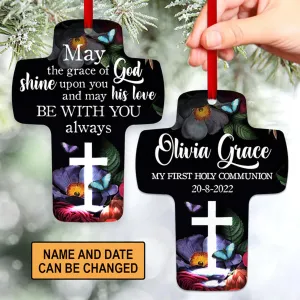 Christianartbag Ornament, May The Grace Of God Shine Upon You, Flower And Butterfly, Christmas Ornament, Christmas Gift, Personalized Ornament.