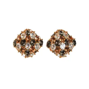 Ciner Champagne, Diamante, and Smoke Rhinestone Earrings