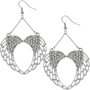 Clear Gemstone Double Wing Heart Earrings