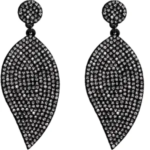 Clear Leaf Shape Pave Stone Felt Earrings