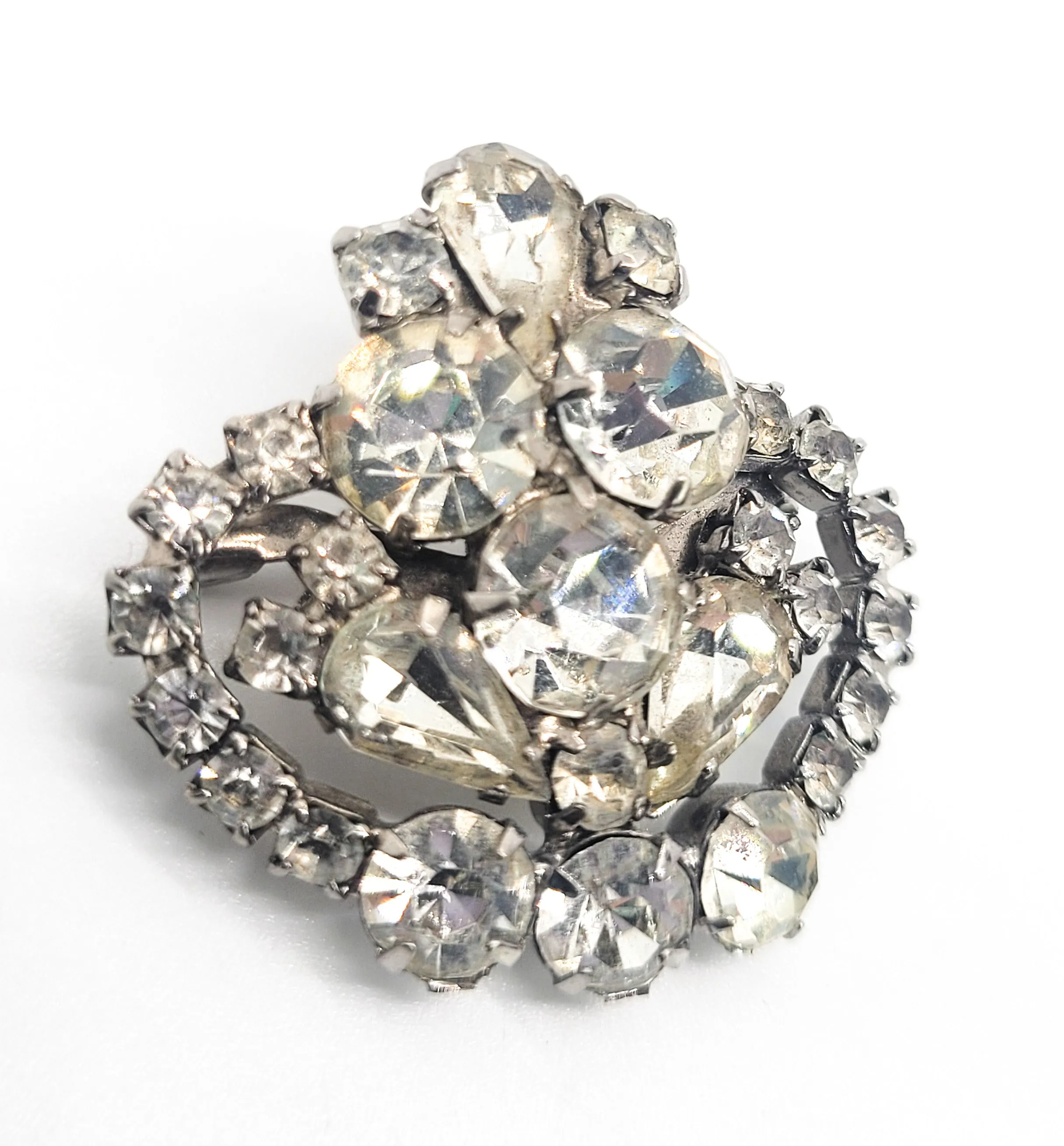 Clear rhinestone Crown beautiful sparkling mid century vintage brooch
