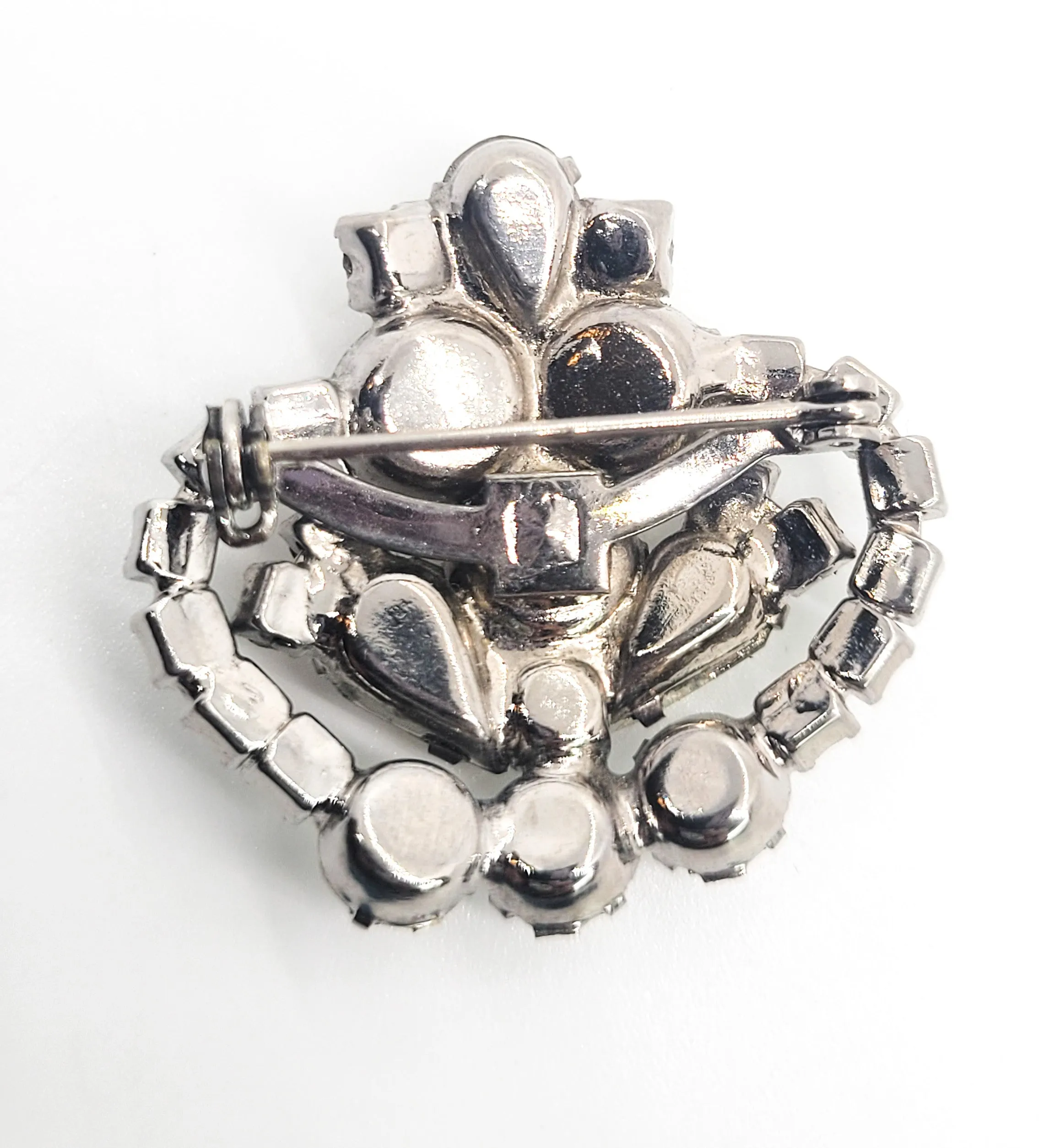 Clear rhinestone Crown beautiful sparkling mid century vintage brooch