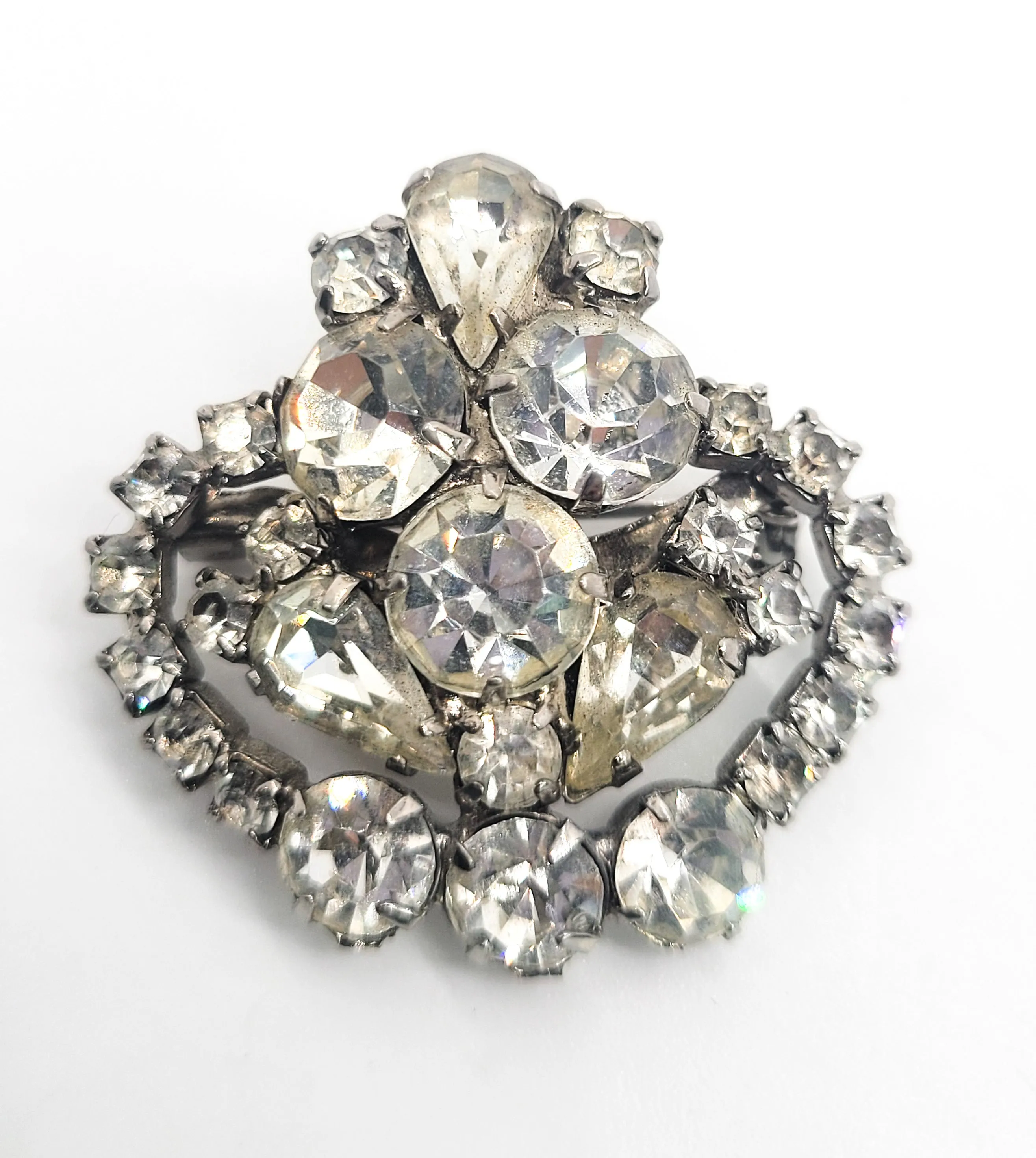 Clear rhinestone Crown beautiful sparkling mid century vintage brooch