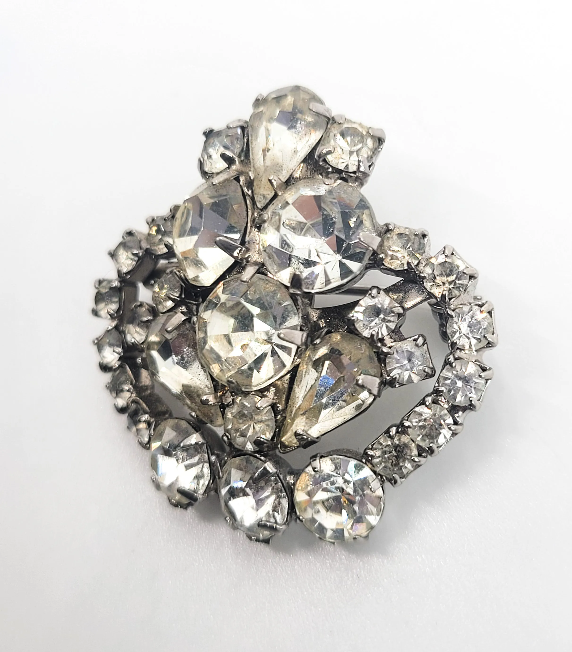 Clear rhinestone Crown beautiful sparkling mid century vintage brooch