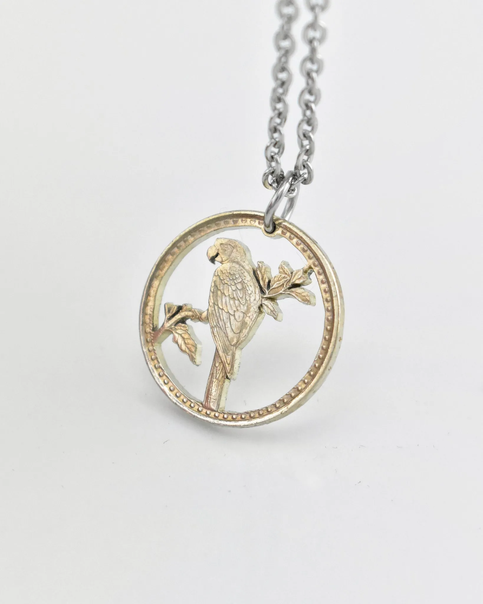 Colombia - Cut Coin Pendant with Parrot