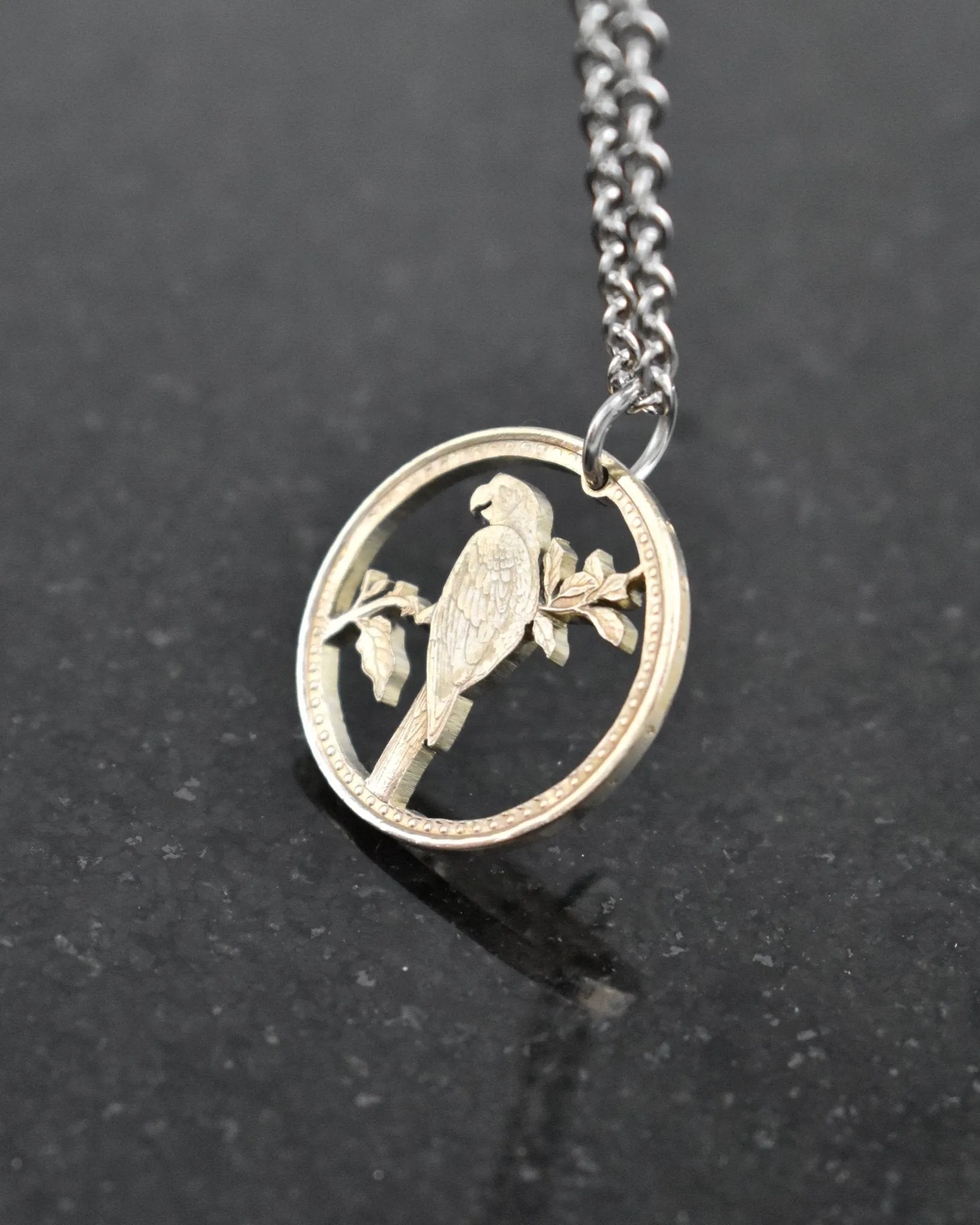 Colombia - Cut Coin Pendant with Parrot