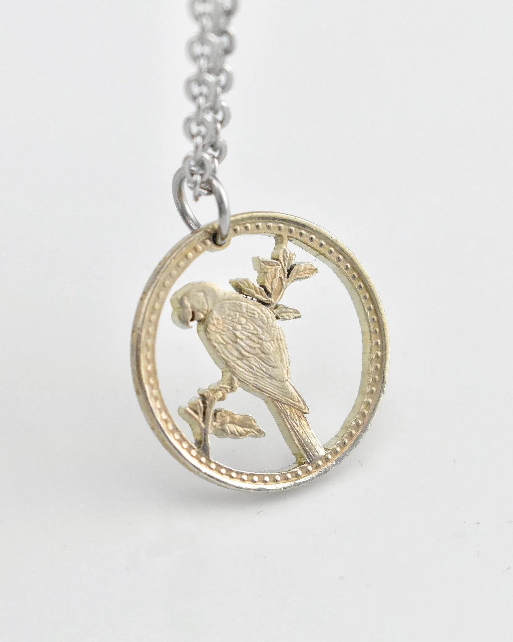Colombia - Cut Coin Pendant with Parrot