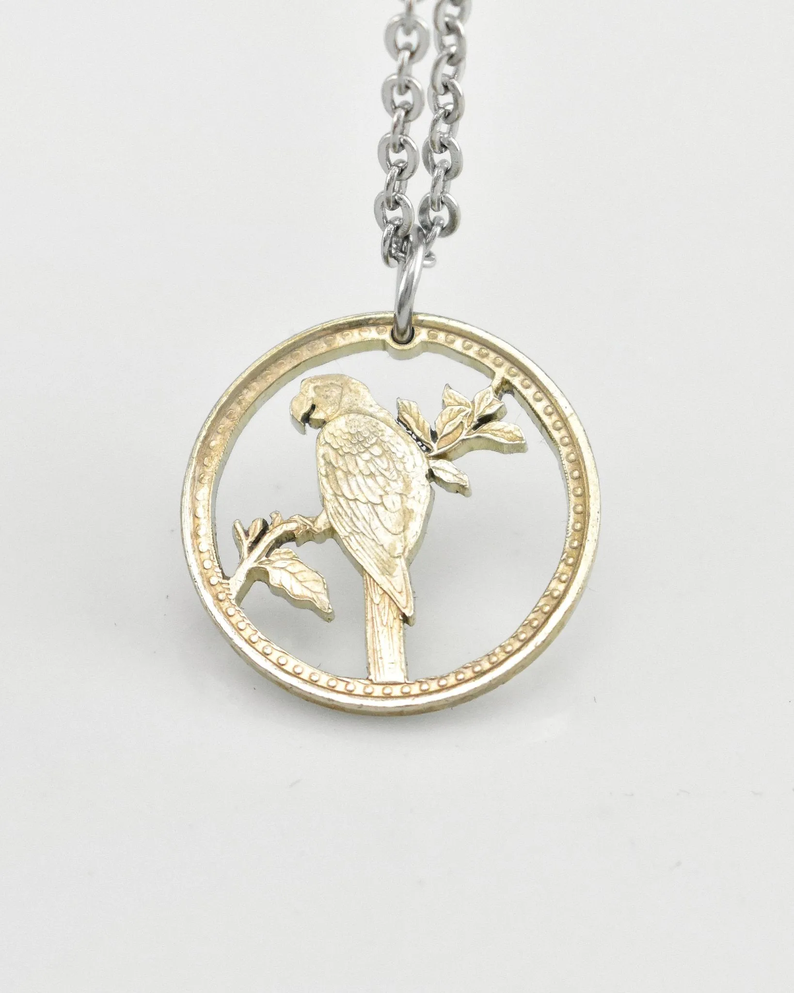 Colombia - Cut Coin Pendant with Parrot