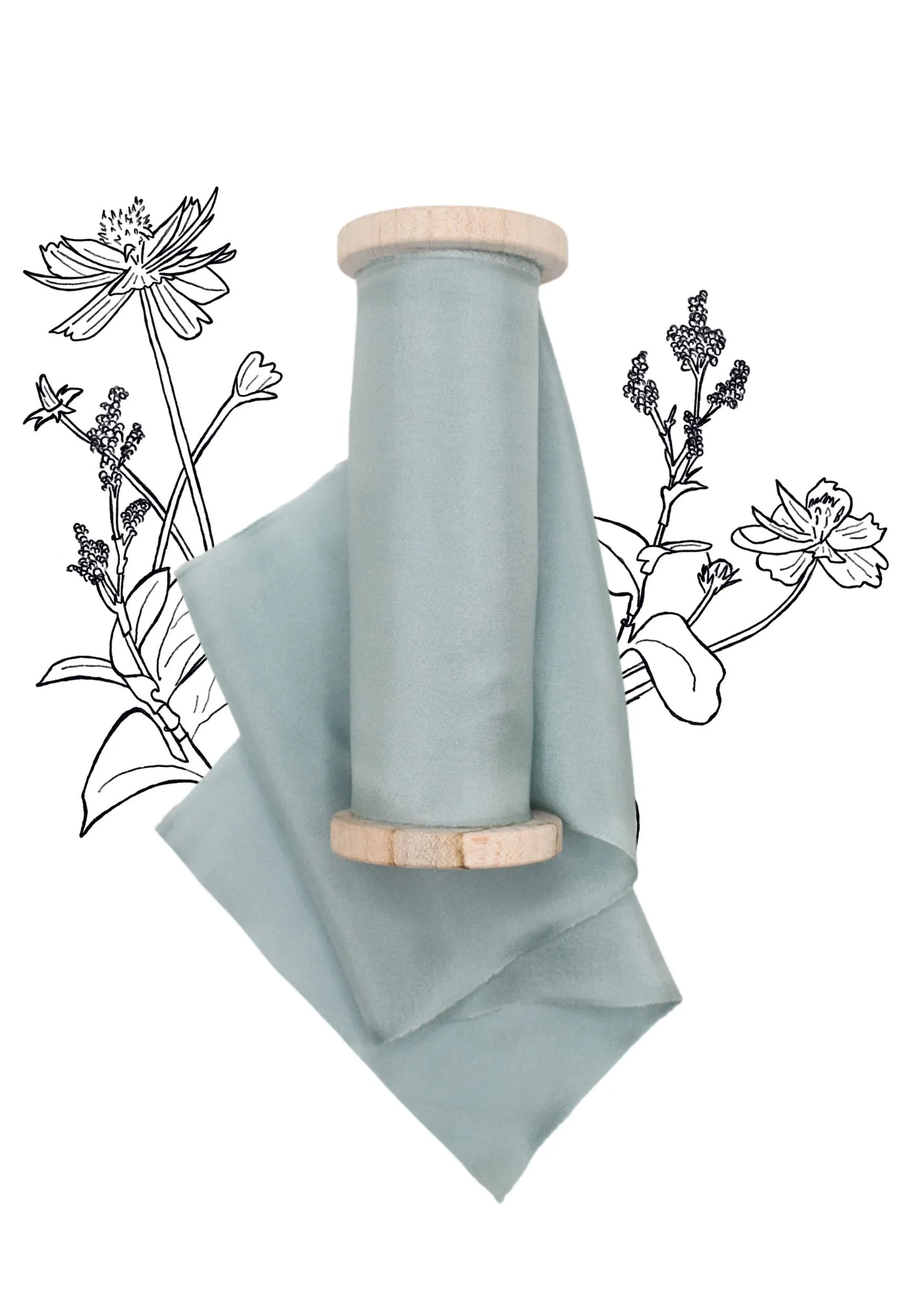 Cove Teal Silk Ribbon in Habotai