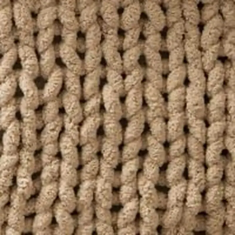 Cozy Handmade Chunky Knit Blanket in Soft Beige Chenille