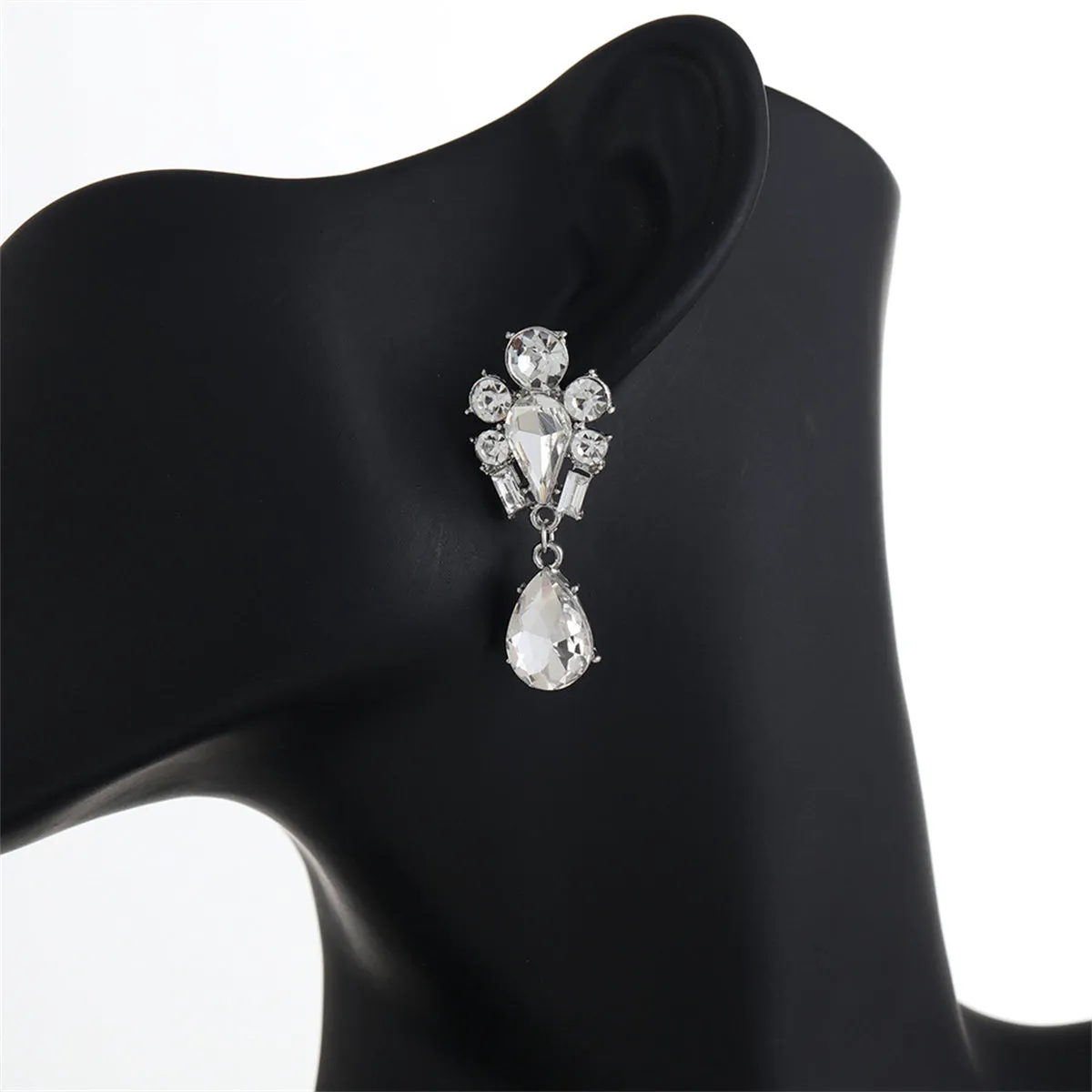 Crystal & Cubic Zirconia Silver-Plated Pear Drop Earrings