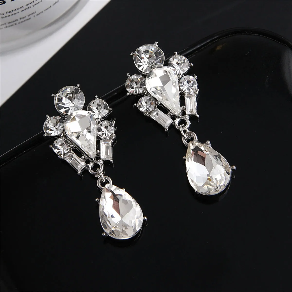 Crystal & Cubic Zirconia Silver-Plated Pear Drop Earrings