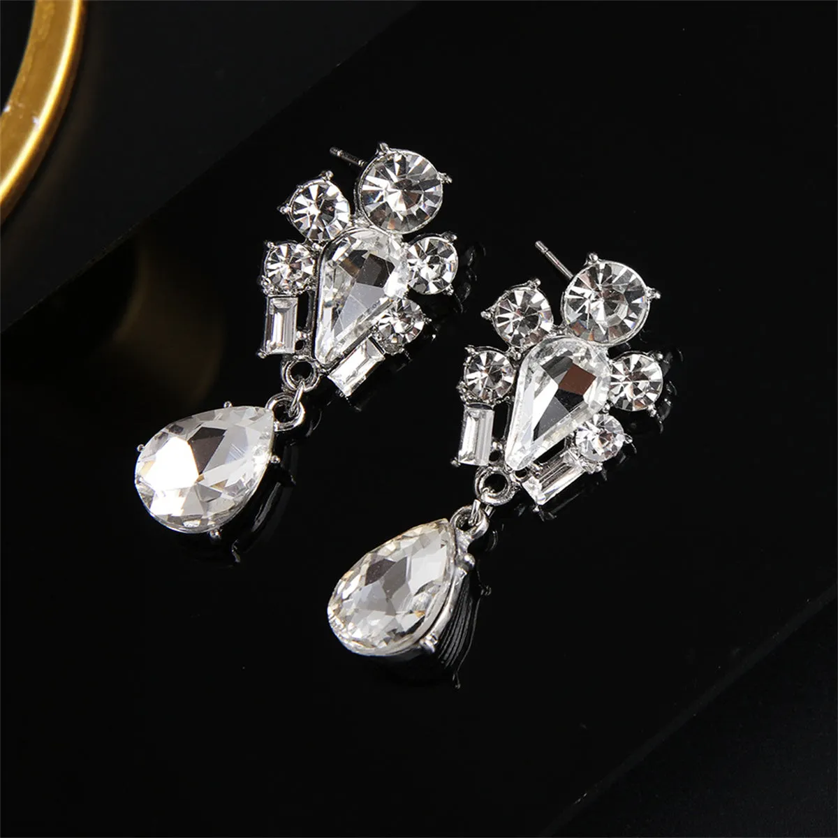 Crystal & Cubic Zirconia Silver-Plated Pear Drop Earrings
