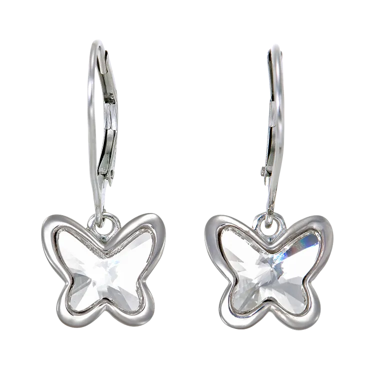 Crystal Butterfly Drop Earrings