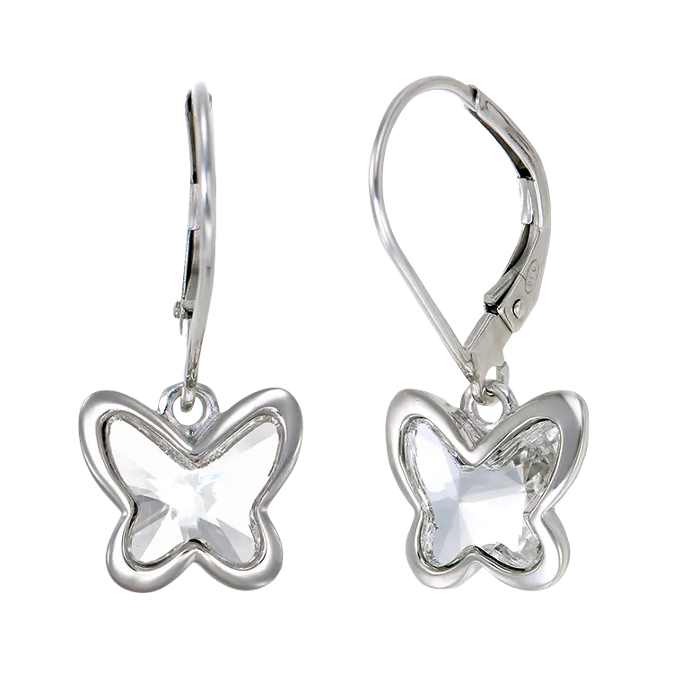 Crystal Butterfly Drop Earrings