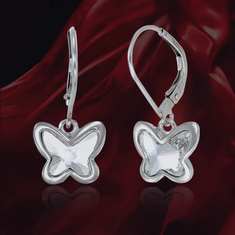 Crystal Butterfly Drop Earrings