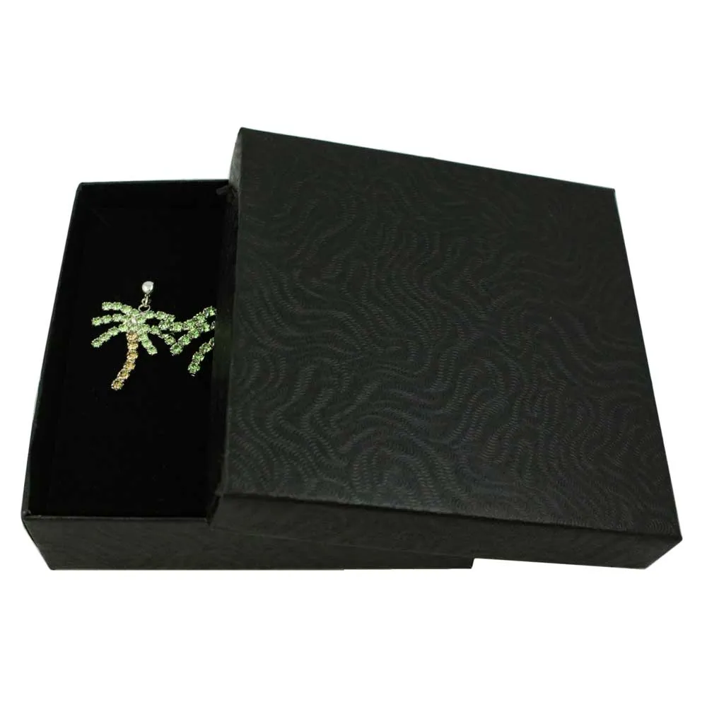 Crystal Palm Tree Brooch Pin and Earring Gift Set - PRL165BS