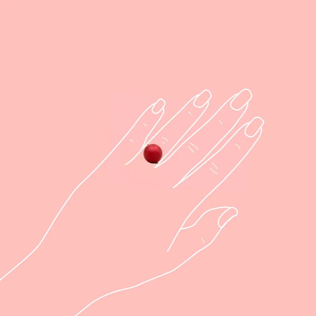 Crystal Pearl Ring - Red