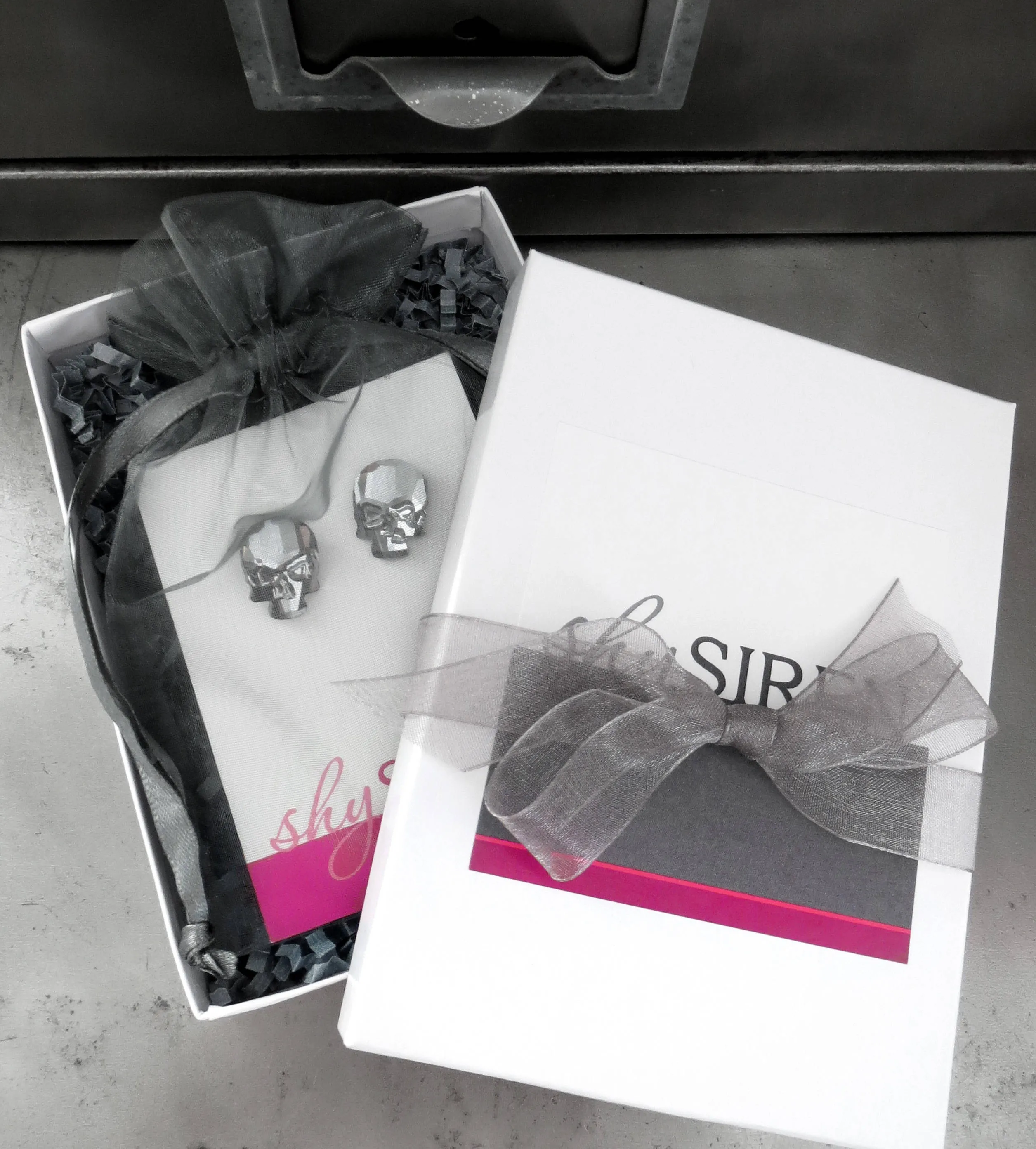 Crystal Skull Cufflinks with Dazzling Shimmer AB Crystal
