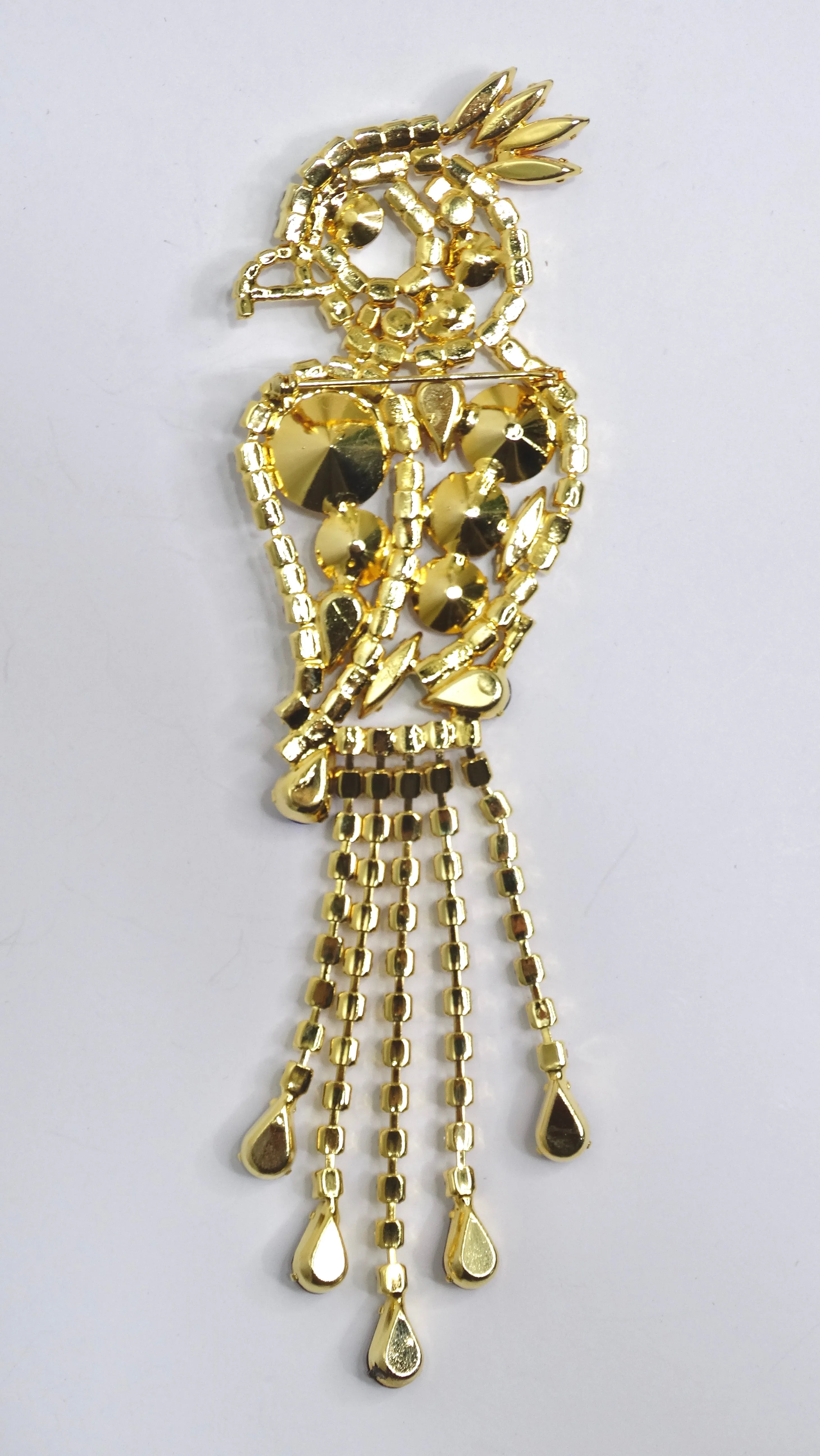 Crystalized Multi-Gemstone Parrot Bird Broach