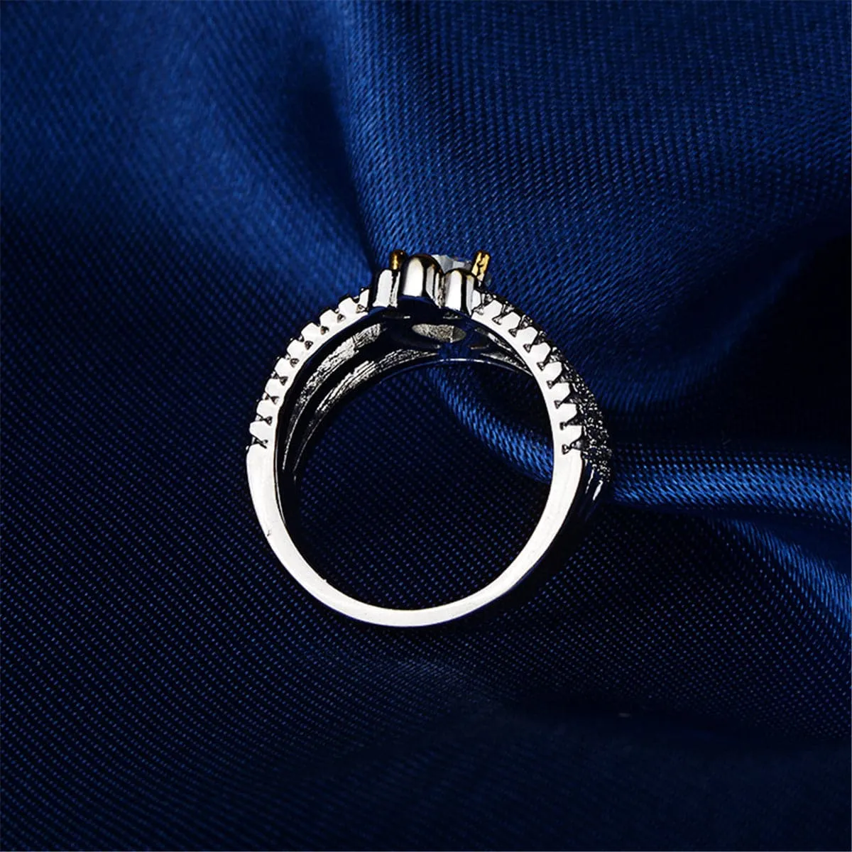Cubic Zirconia & Two-Tone Heart Ring