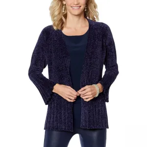 DG2 by Diane Gilman Women's Heathered Chenille Cardigan Sweater
