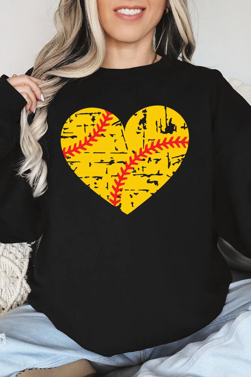 Distressed Softball Heart Unisex NuBlend Crew Sweatshirt