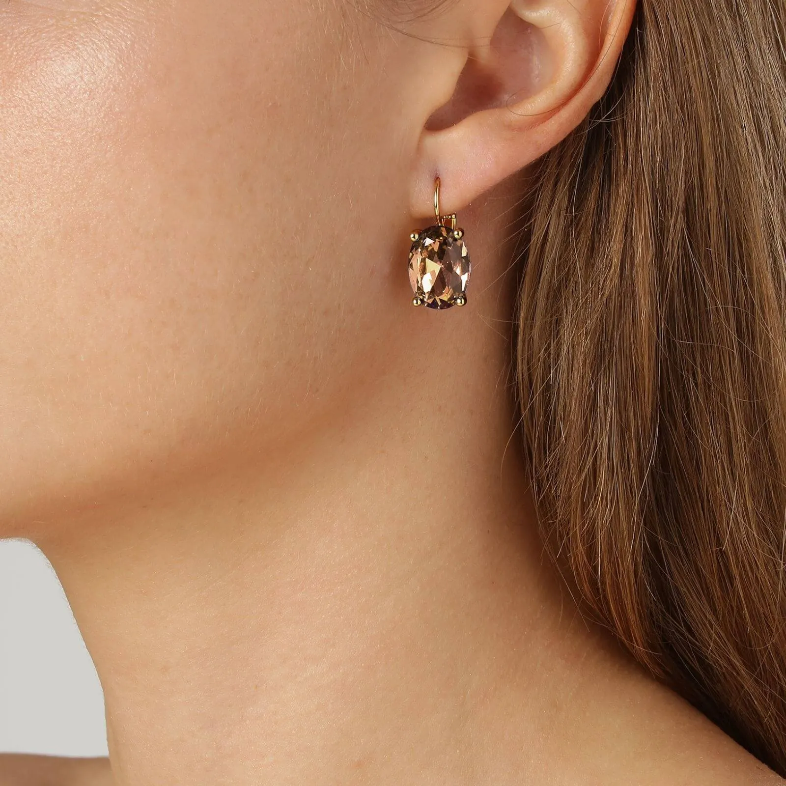 Dyrberg Kern Chantal Gold French Hook Earrings - Brown