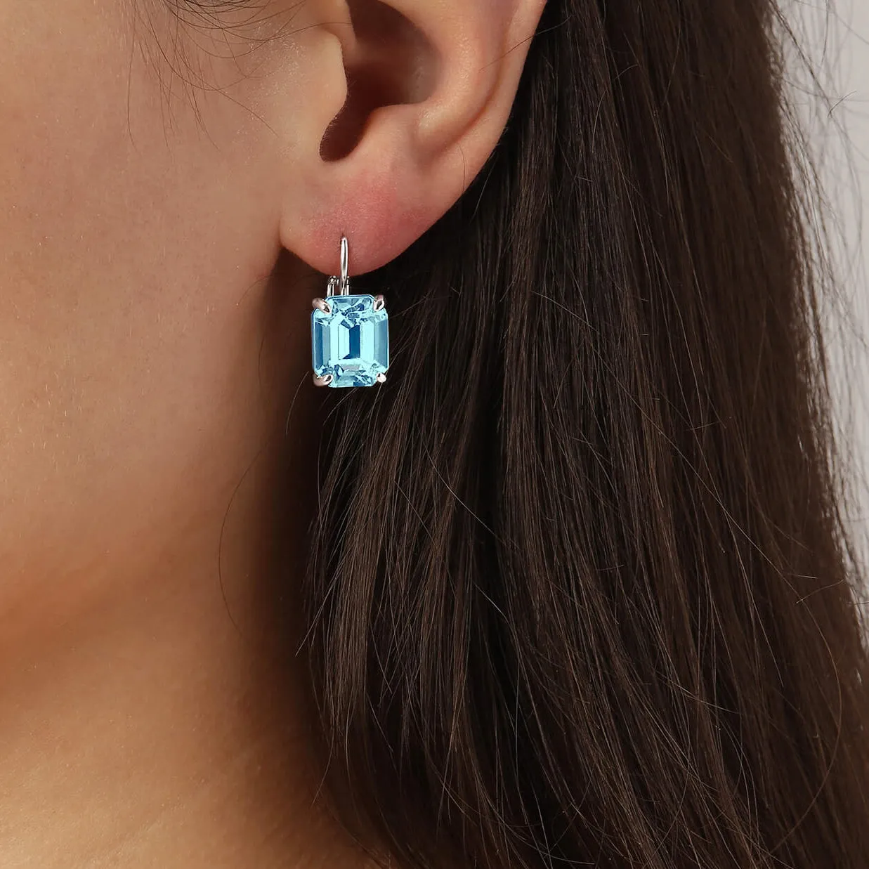 Dyrberg Kern Segin French Hook Silver Drop Earrings - Aqua