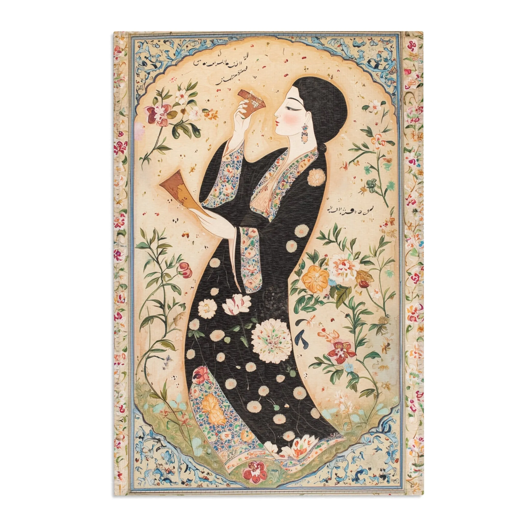 Elegant Woman & Floral Art Rug