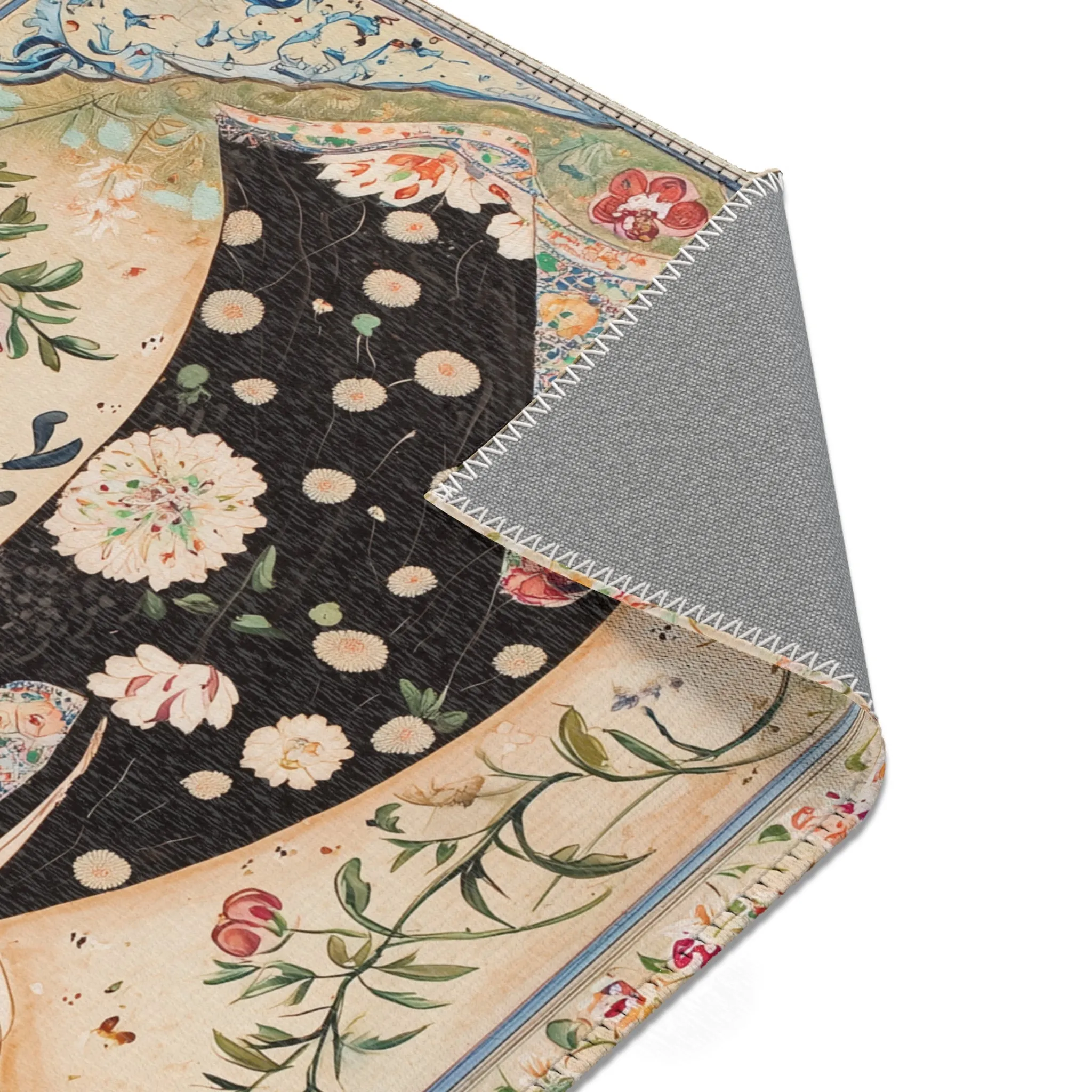 Elegant Woman & Floral Art Rug