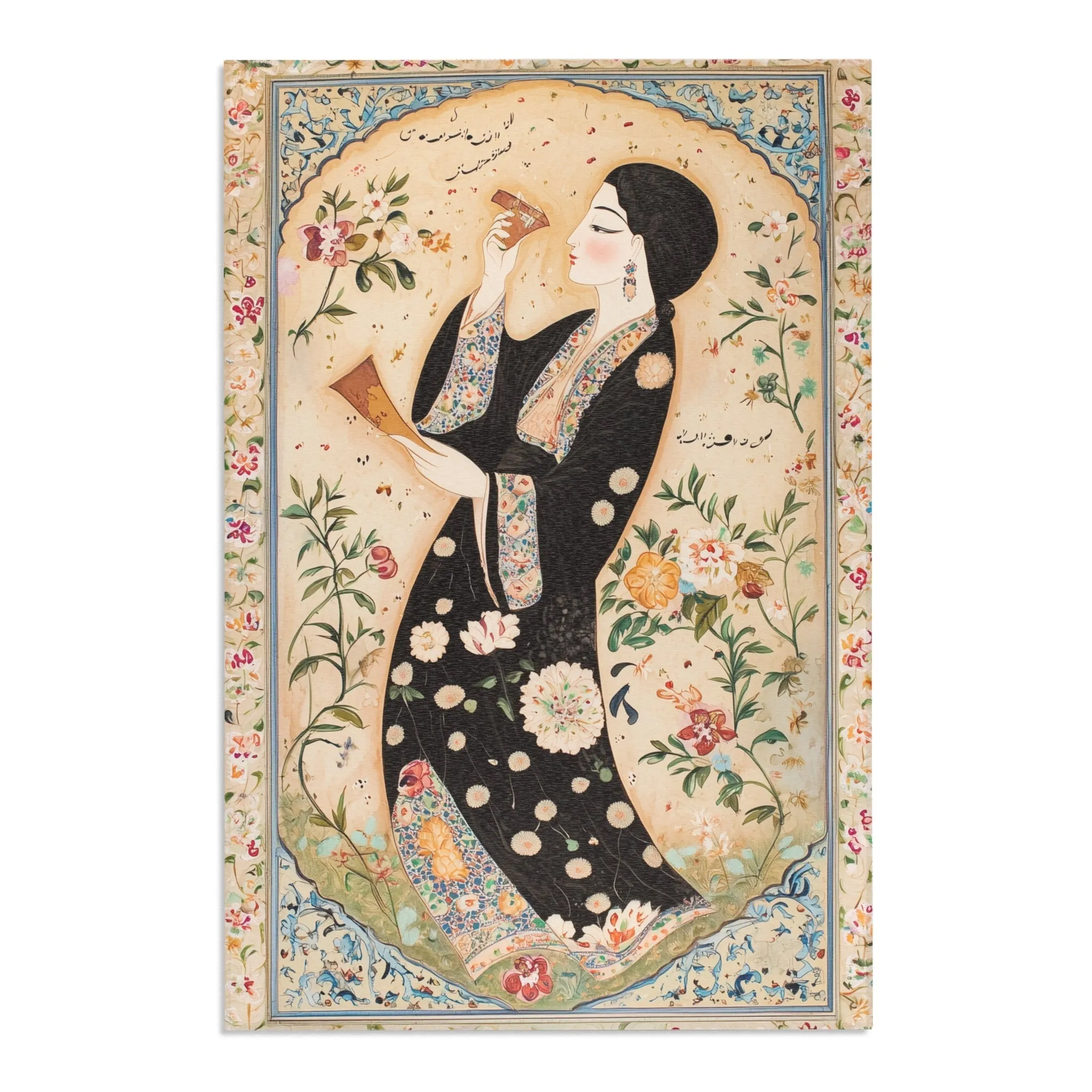 Elegant Woman & Floral Art Rug