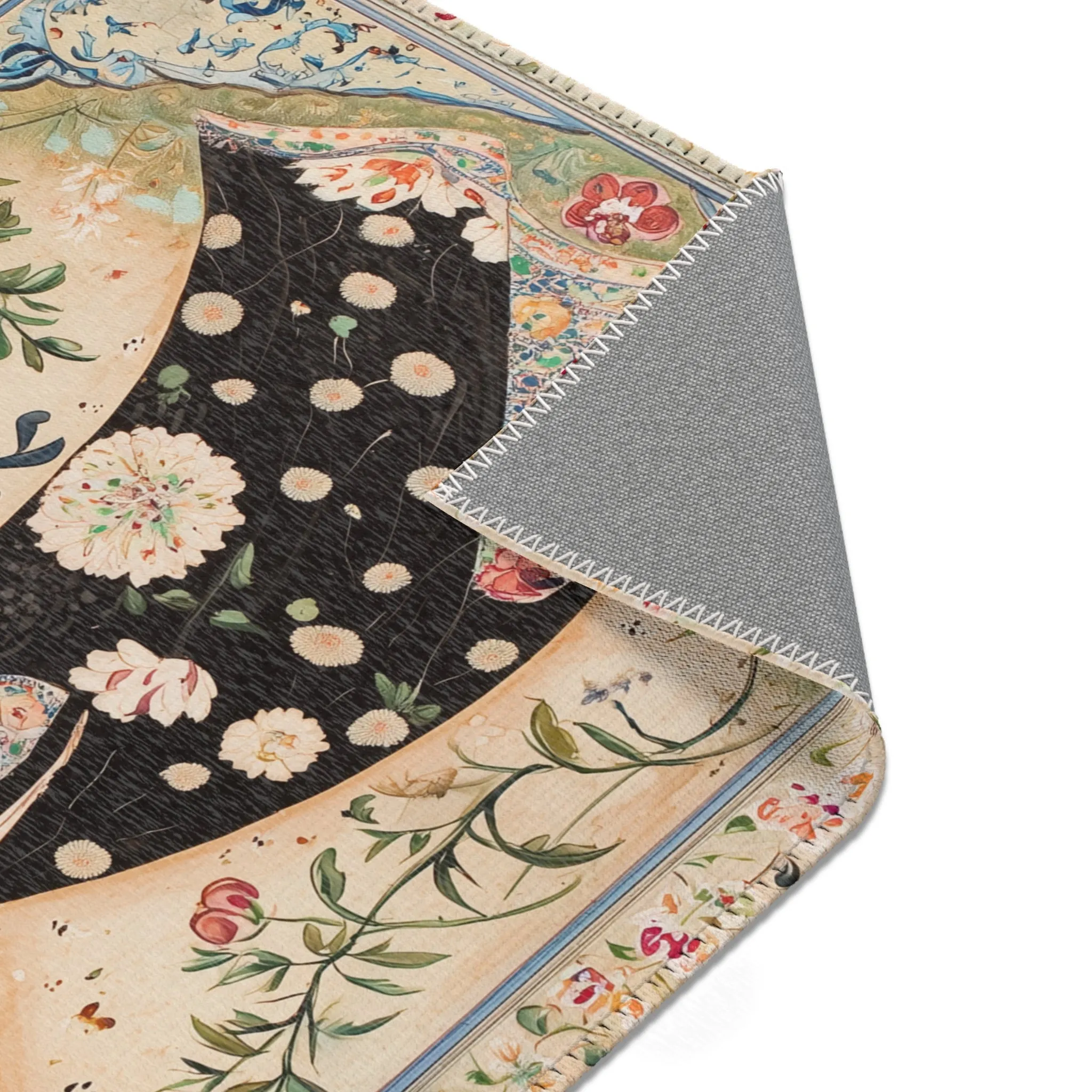 Elegant Woman & Floral Art Rug
