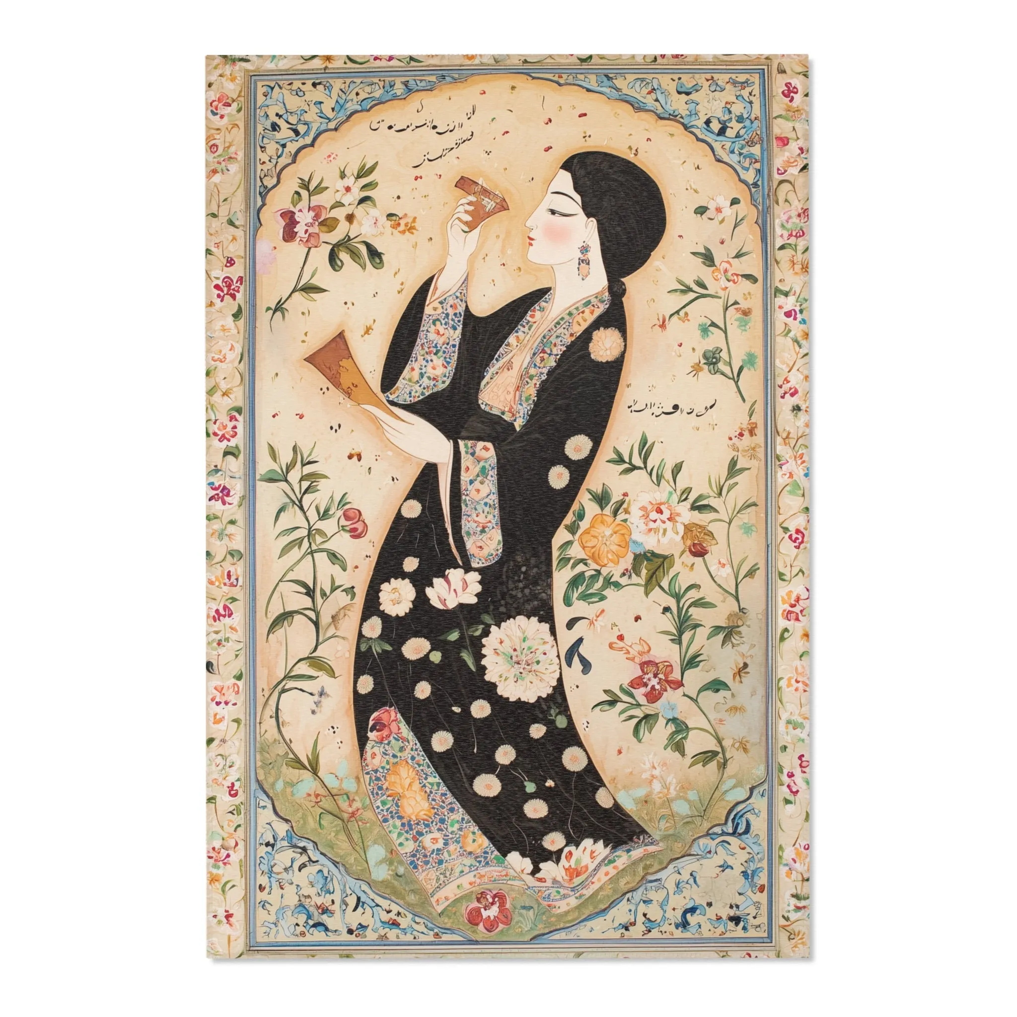 Elegant Woman & Floral Art Rug