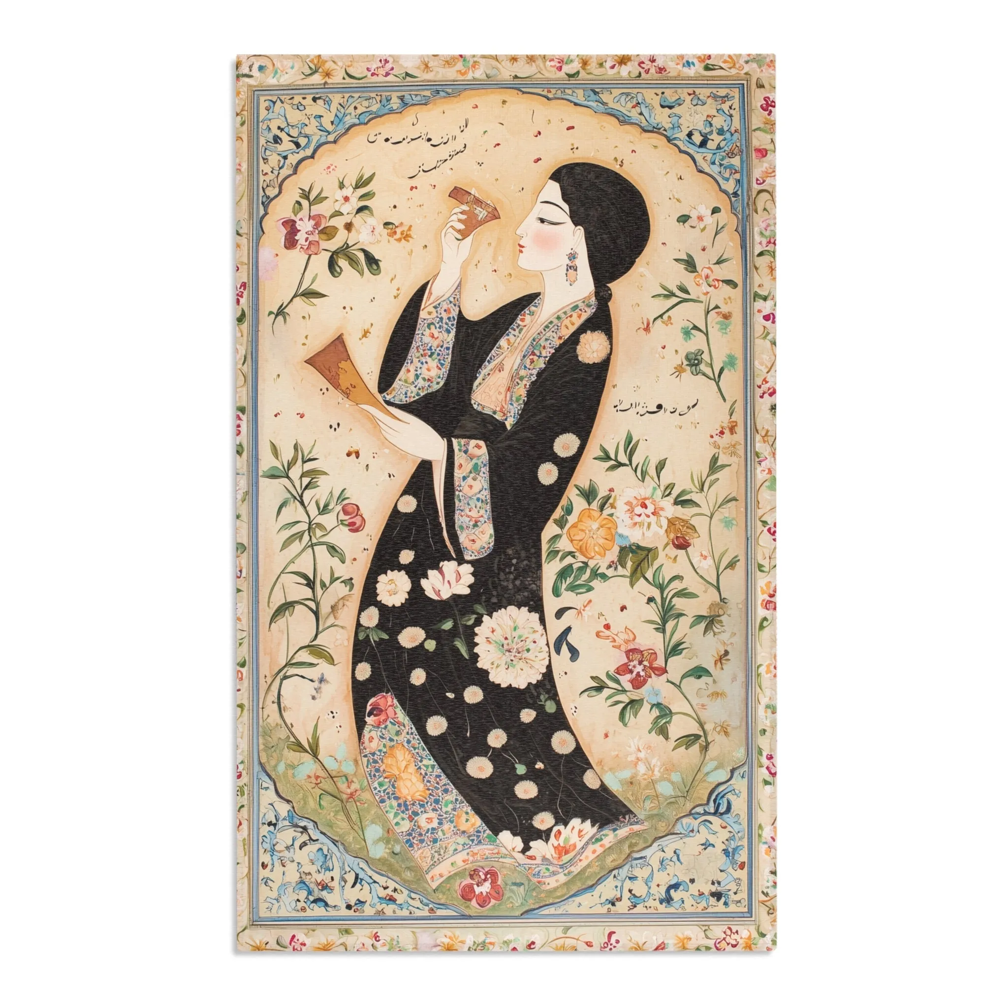 Elegant Woman & Floral Art Rug