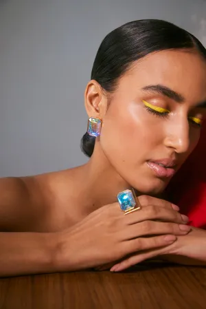 Fashion Jewelry-18k Gold Plated-Earring-Radiance Crystal Cocktail-Multi-VOYCE1048-Fashion Edit Voyce