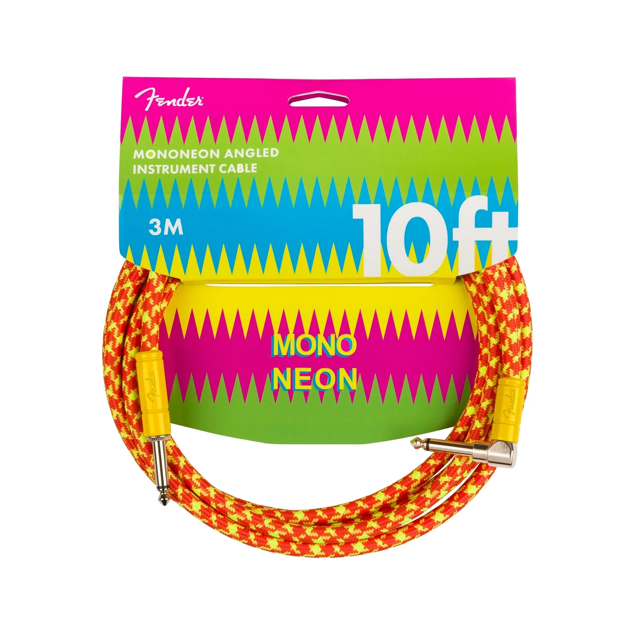 Fender MonoNeon 10FT Angled Instrument Cables, Orange